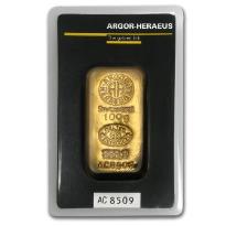 Gold 100 gram Argor-Heraeus cast bar 